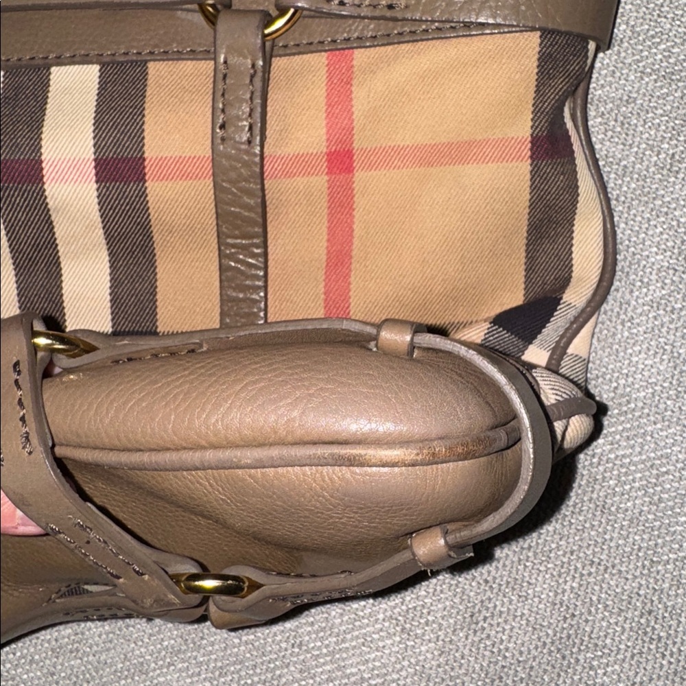 BURBERRY House Check Bridle CalfskinTote Bag vintage tan brown - Picture 13 of 17